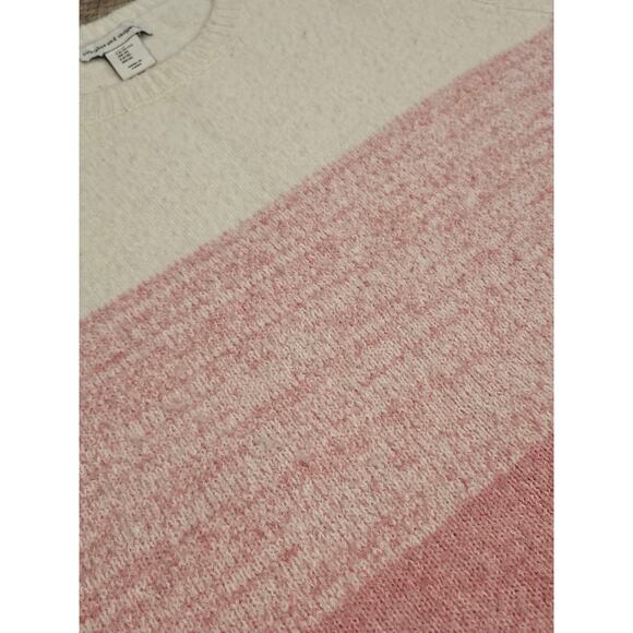 Cupcakes and Cashmere pink white stripes fluffy chenille sweater womens xl - Picture 3 of 7